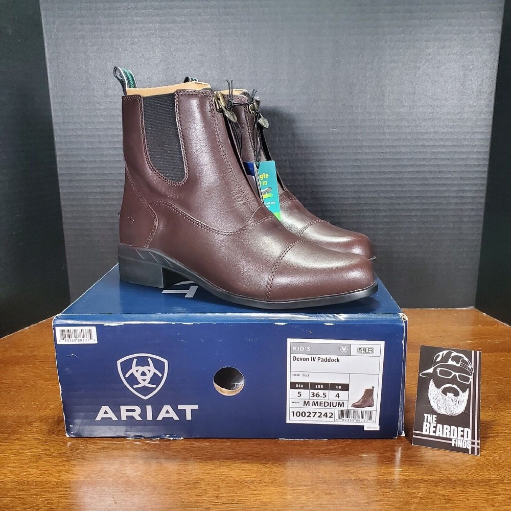 Ariat Kids Devon IV Paddock Light Brown Zipper Boots- Size US 5 - 10027243